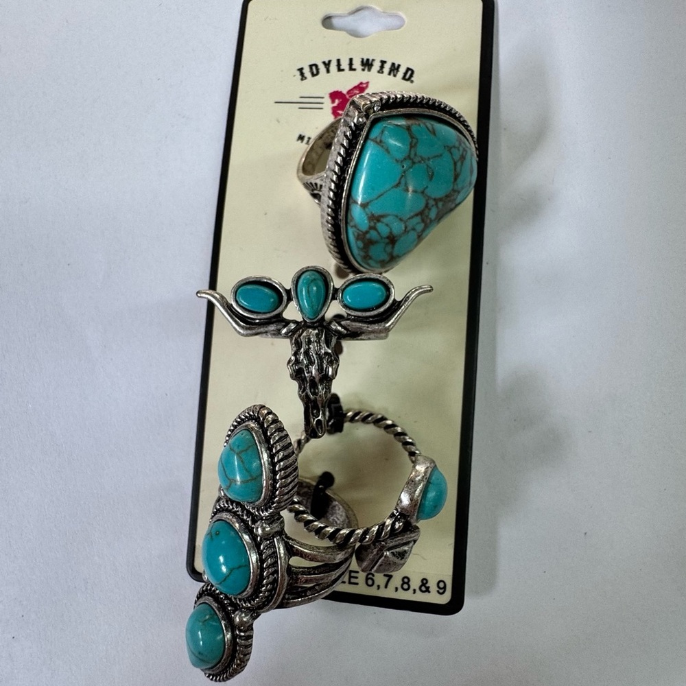 Idyllwind Blue and Silver Statement Ring with Intricate Design - Picture 1 of 5